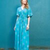Romance Dress - teal gold - rayon crepe