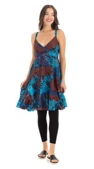 Swing Dress - blue kimono - cotton