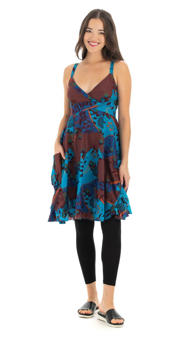 Swing Dress - blue kimono - cotton