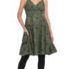 Swing Dress - khaki blockprint - organic cotton