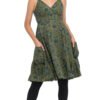 Swing Dress - khaki blockprint - organic cotton