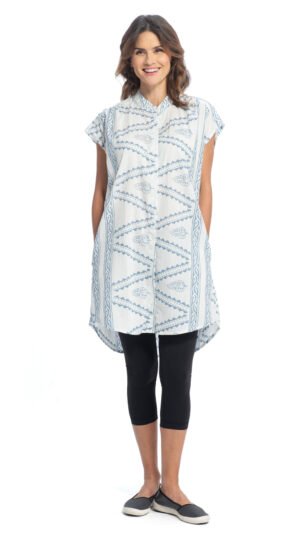 Chelsea Tunic - white+blue - cotton