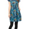Olivia Dress - blue feather - organic cotton