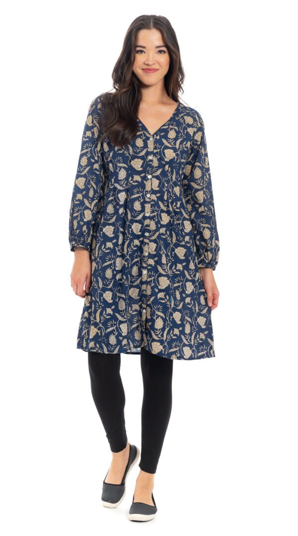 Sita Dress - sapphire - org.cotton blockprint