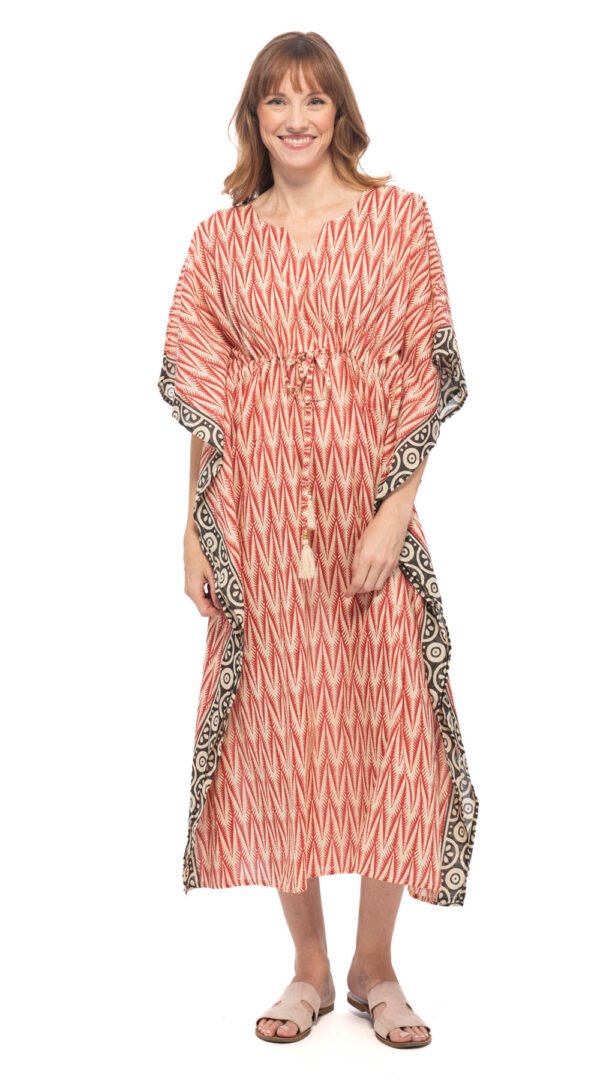 Long Kaftan - red - cotton