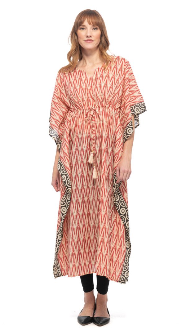 Long Kaftan - red - cotton