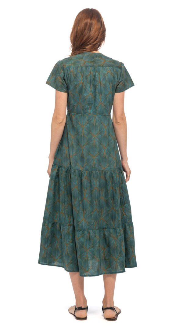 Sunita Dress - teal fan - organic cotton