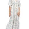 Kimono Dress  - white+blue lotus - cotton