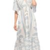 Kimono Dress  - white+blue lotus - cotton