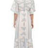 Kimono Dress  - white+blue lotus - cotton