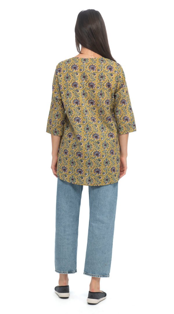 Sara Top-mustard-org.cotton blockprint