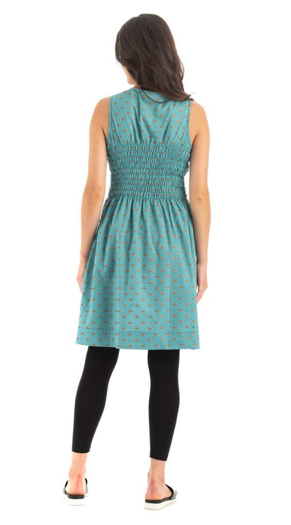 Frankie Dress - turquoise+gold - cotton