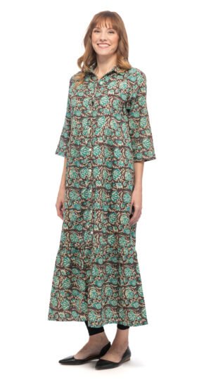 Leela Dress - teal raja - organic cotton