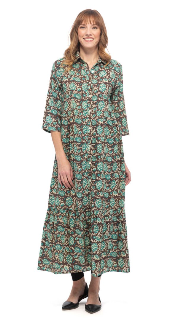 Leela Dress - teal raja - organic cotton