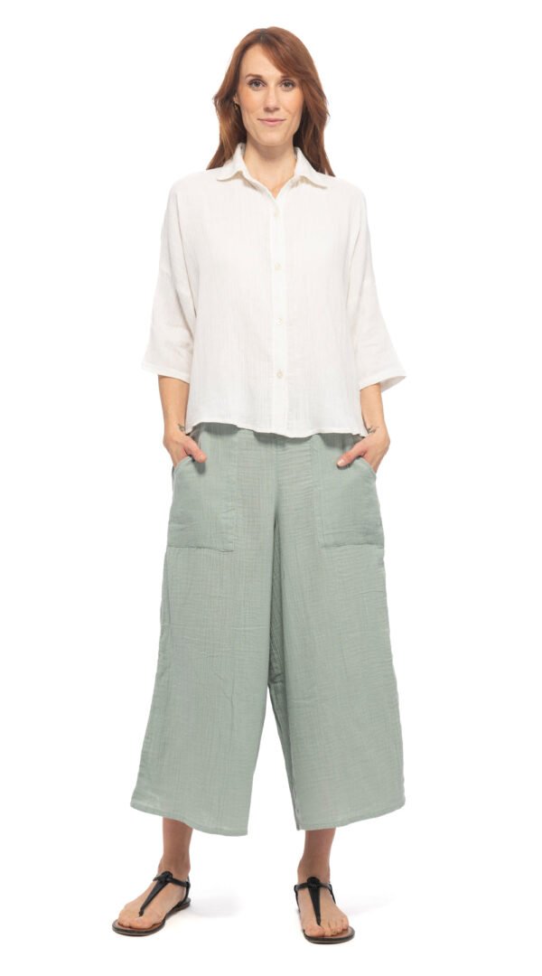 Cotton Gauze Jammin Capris - agave