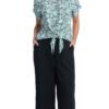 Tie Top - jade flower - rayon crepe