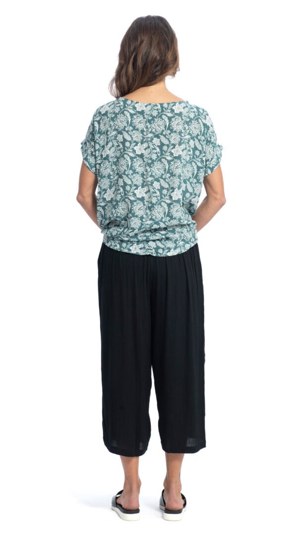 Tie Top - jade flower - rayon crepe