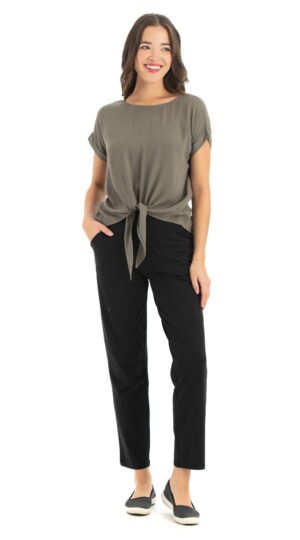 Tie Top - khaki - rayon crepe