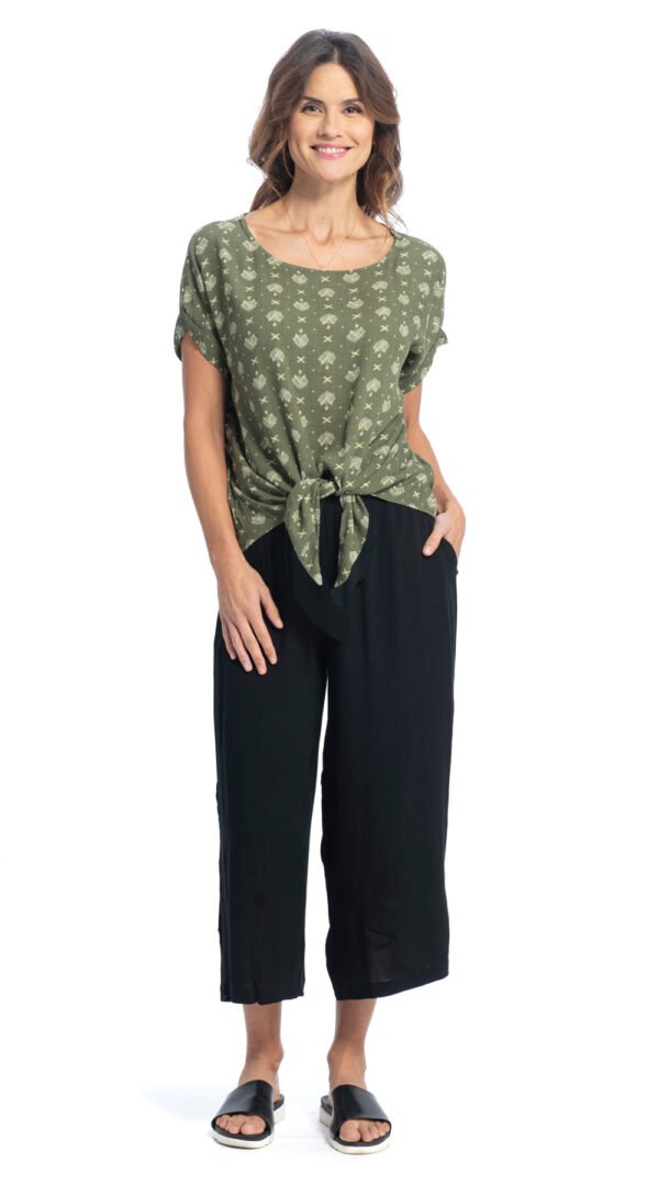 Tie Top - moss - rayon crepe