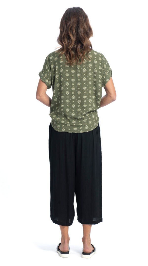 Tie Top - moss - rayon crepe