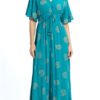 Romance Dress - teal gold - rayon crepe