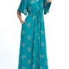 Romance Dress - teal gold - rayon crepe