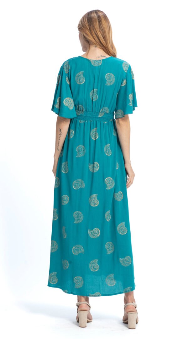 Romance Dress - teal gold - rayon crepe
