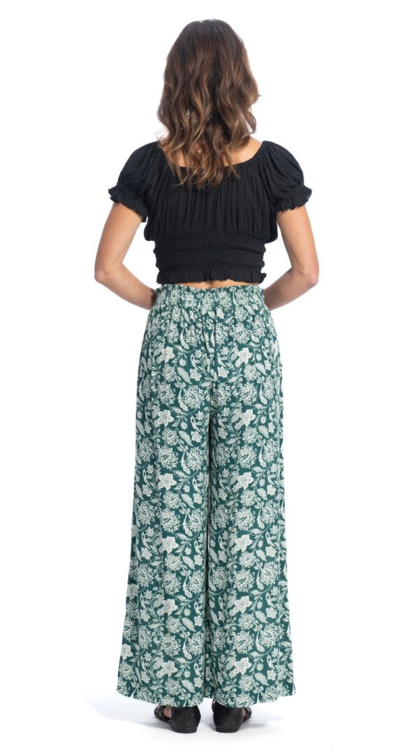Mesa Pants - jade floral - rayon crepe