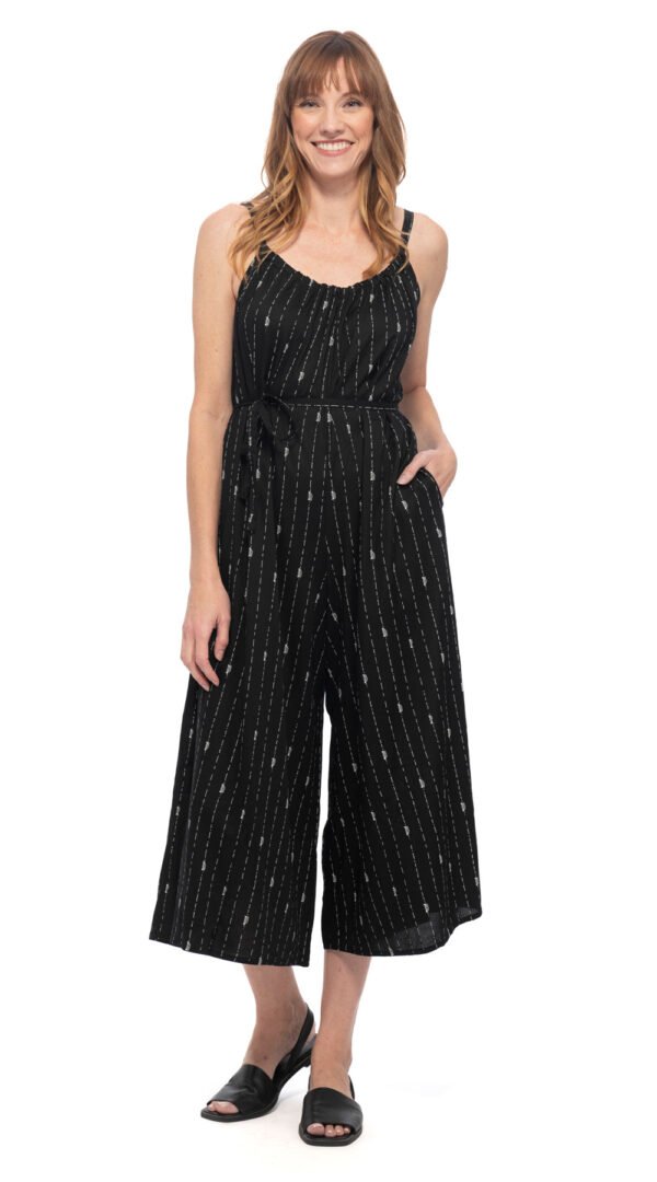RP87-BK-1 Marley Jumpsuit - black lines - rayon