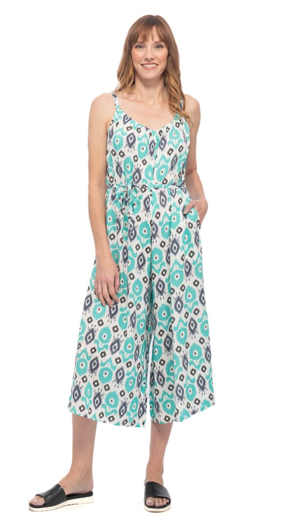 Marley Jumpsuit - turquoise ikat - rayon