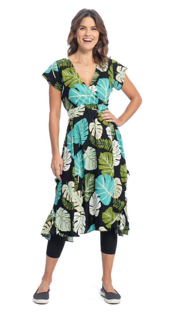 Swing Dress - leaf print
