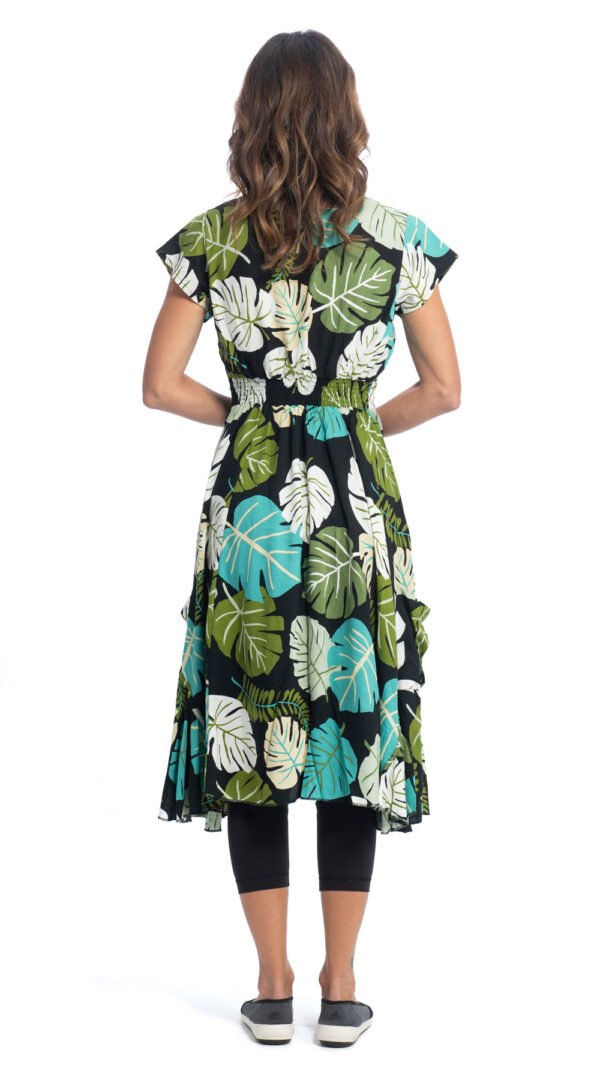 Swing Dress - leaf print