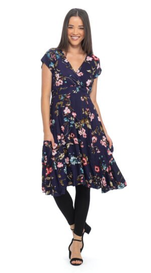 Swing Dress - navy flower
