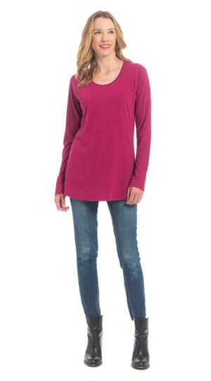 Essential Long Top - raspberry - org.cotton