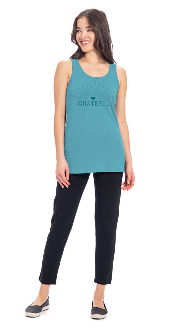 TC31-TQGR Extra-Long Tank - turquoise grateful - org.cotton